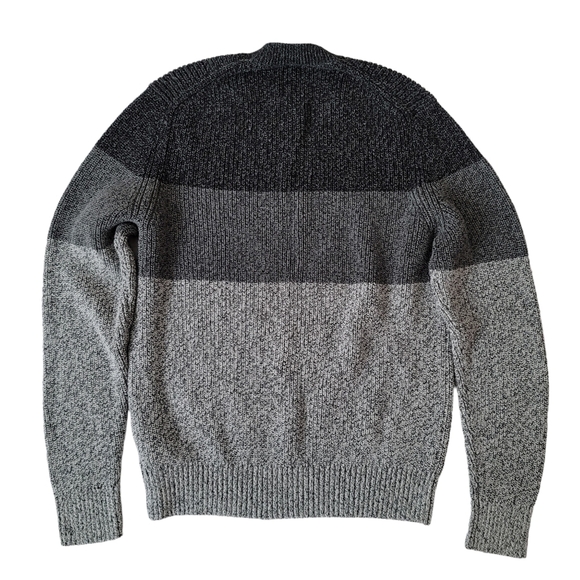 GAP Colorblock Gray Tone Striped Knit Sweater - Picture 2 of 6